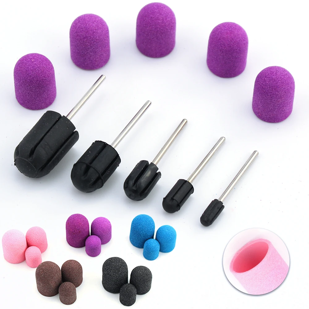 Колпачки шлифовальные многоразмерные для фрез ногтей электрические с резиновой