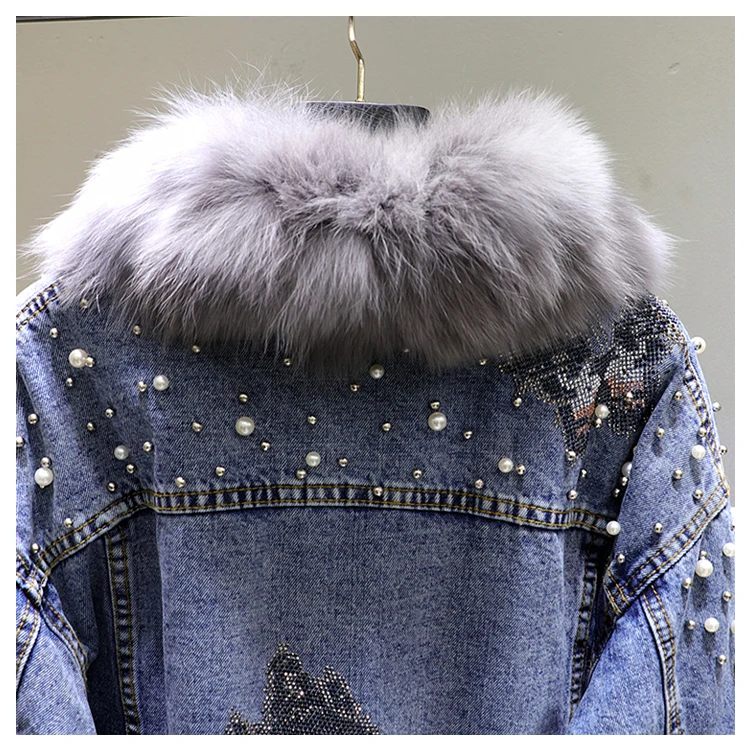 Зимние джинсовые парки из настоящего меха преодолеть теплая дутая куртка с