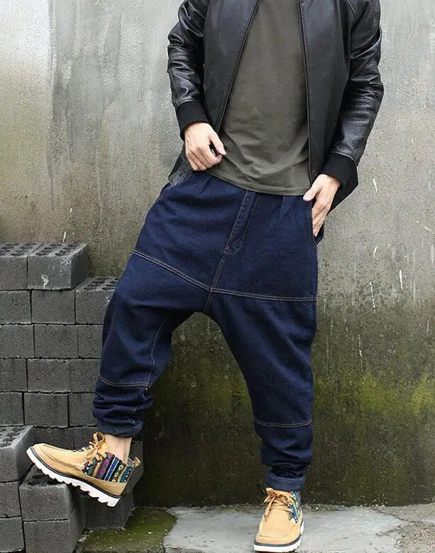 Men Jeans Denim Cross-Pants Low Crotch Jeans Fat Baggy Jeans Pants Feet Harlan Pants Size 28-42 4