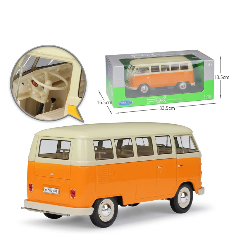 Металлическая Модель WELLY 1:18 автомобиль Volkswagen Van ретро принт T1 автобус литой