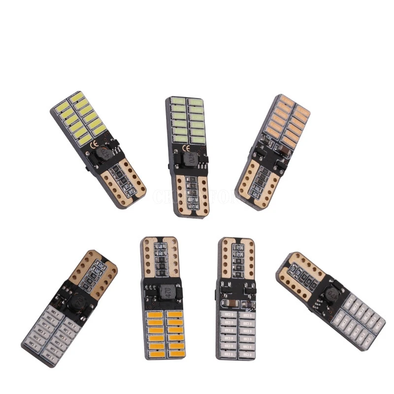 500 шт./лот авто Led T10 4014 24 W5w 12v Canbus автомобильный боковой клин/лампа для номерного знака 7 цветов