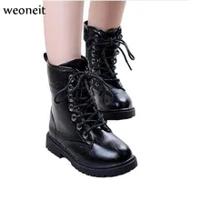 Weoneit/ г. Новые зимние сапоги детские высокие сапоги для мальчиков зимние сапоги черного цвета детская обувь тонкие туфли для девочек большие размеры CN 27-42