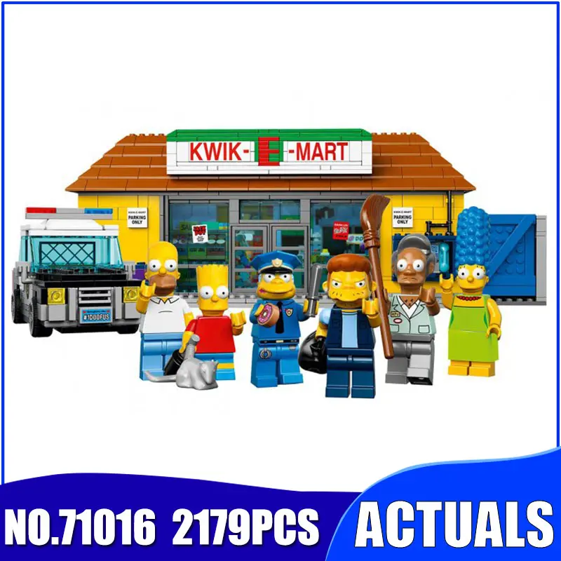 16004 In Stock Creator Cartoon Kwik-E-Mart House 2232Pcs 71016 Street View Model Building Kits Blocks Bricks Education Toys