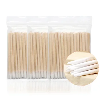 

100 pcs Disposable Ultra-small Cotton Swab Lint Free Micro Brushes Wood Cotton Buds Swabs Eyelash Extension Glue Removing Tools