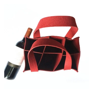

6-grid Felt Fabric Purse Organizer Insert For Beer Wine Bag Cosmetic Handbag Lot