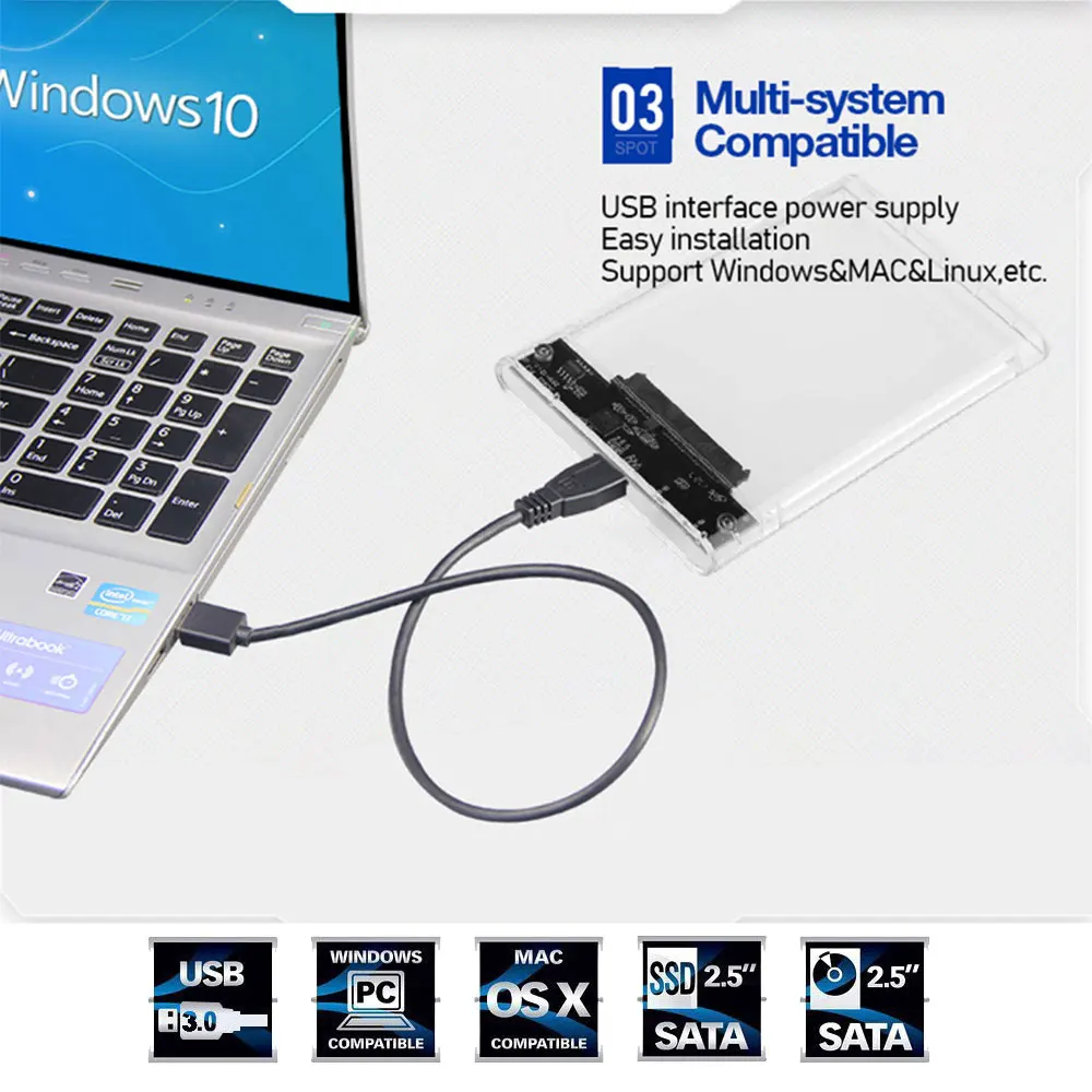 MUCAI 2.5 Inch HDD Case SATA 3.0 to USB 3.0 USB 2.0 5 Gbps 6TB HDD SSD Enclosure Support UASP HD External Hard Disk Box