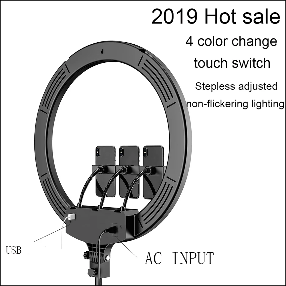 18 дюймов приглушаемая Фотографическая светящееся диодное кольцо света двухцветная 3200-5600K 336 светодиодный фонарь-кольцо для Камера Photo Studio Phone