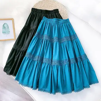 

2020 Summer New Korean Women Simple Casual Skirt Elegant Lady Temperament High Waist A Word Big Pettiskirt Skirt Free Shipping