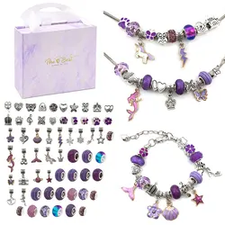 Kit de pulseras y collares con abalorio, caja de regalo rosa para niñas y mujeres, regalo de San Valentín, cumpleaños y Navidad, bricolaje, 64 Uds.