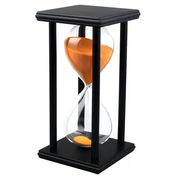 

Colors! 60Min Wooden Sand Sandglass Hourglass Timer Clock Decor Unique Gift Type:60Min Black Frame Orange Sand-ABUX