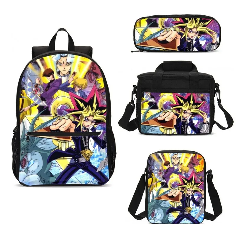 4 stks/set Portfolio Schooltassen Jongens Meisjes Anime Cartoon Duel Monsters 3D Afdrukken Rugzak Ijs Zak Kids Boekentas Mochila Escolar 4 stks/set Portfolio Schooltassen Jongens Meisjes Anime Cartoon Duel Monsters 3D Afdrukken Rugzak Ijs Zak Kids Boekentas Mochila Escolar