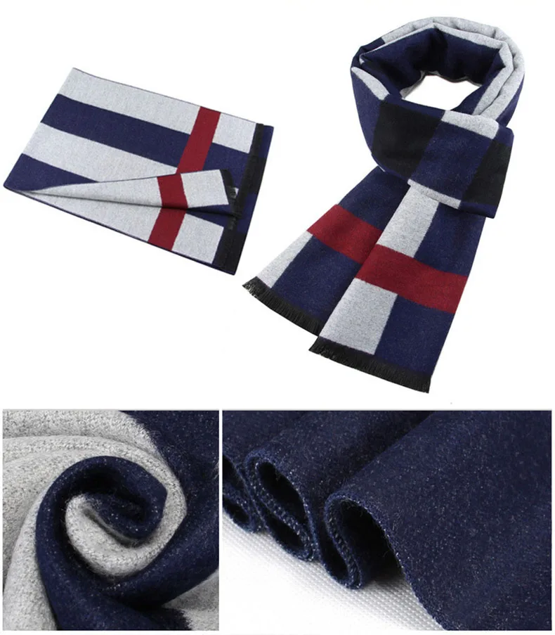 Модный дизайнерский Мужской осенне-зимний теплый толстый кашемировый хлопковый шарф с воротником бандана пашмины мужской шарф в полоску