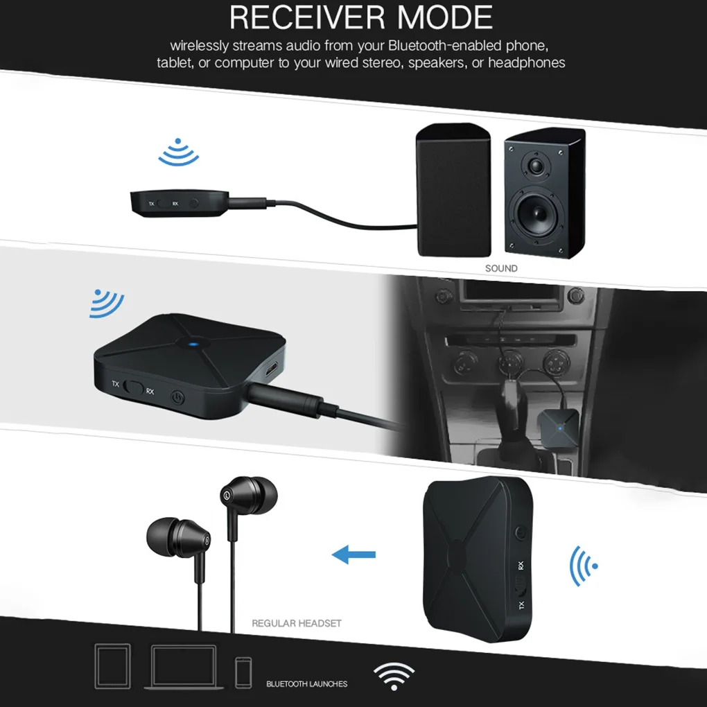 Bluetooth 4,2 приемник передатчик 2 в 1 аудио музыка стерео беспроводной адаптер с RCA 3,5 мм AUX Jack для домашнего ТВ MP3 ПК