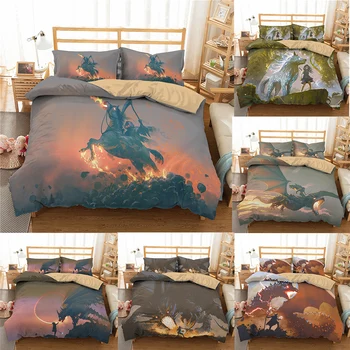 

DIDI Fantasy Cartoon Dragon Bedding Set Luxury Family Set for Kids Duvet Cover Pillowcase Full King Single Queen Size