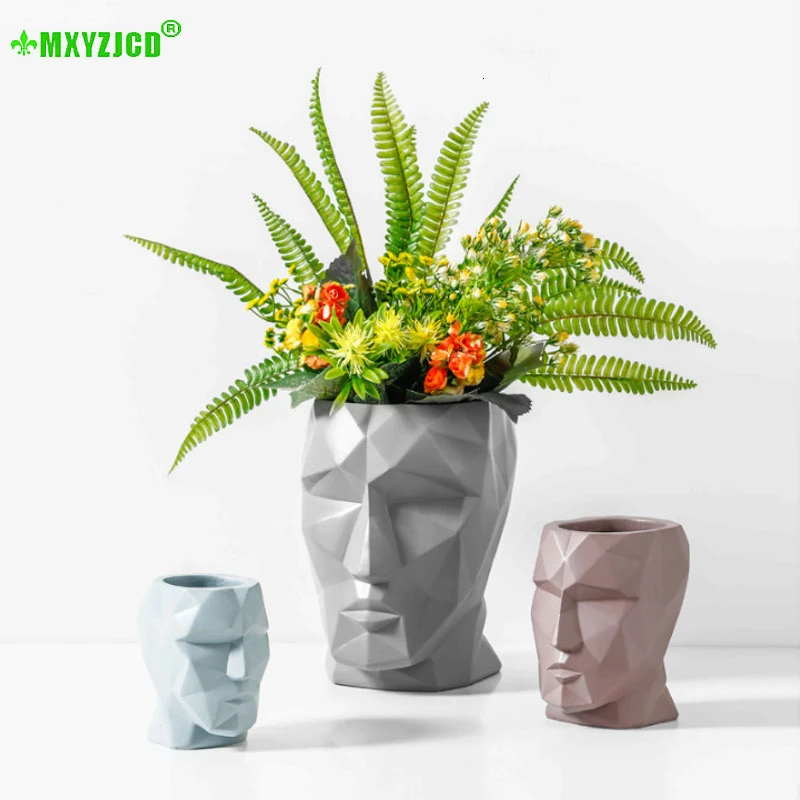 

Ceramic Human Face Vase Home Desktop Decor Flower Arrangement Container Office Large Flower Pot Decoration Handmade Art
