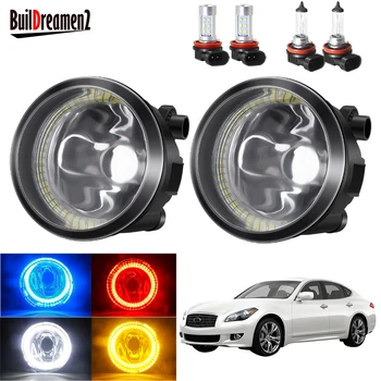 

Angel Eye Fog Light Assembly For Infiniti M M25 M37 M56 2011 2012 2013 Car Front Bumper Fog Light With Halo Ring DRL H11 20W 12V
