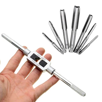 

8pcs Hand Screw Thread Plug Taps Set Thread Metric Machine M3 M4 M5 M6 M8 M10 M12 with 1pcs Adjustable Tap Wrench 1/16-1/2''