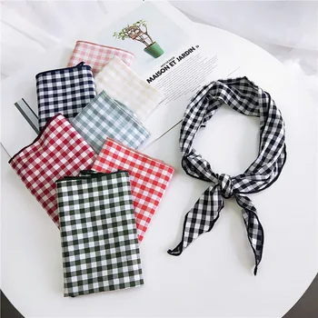 

33*85cm Small Hair Tie Band Decorative Multifunctional Head Wrap Multicolor Stripe Print Kerchief Neck Elegant Triangle Scarf