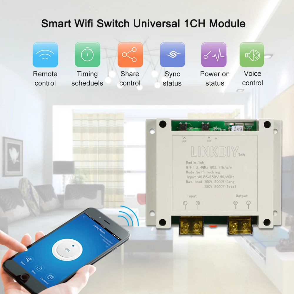 EWeLink умный Wifi переключатель универсальный модуль 1CH AC85-250V беспроводной переключатель таймер приложение голосовой пульт дистанционного управления для Alexa Google Home