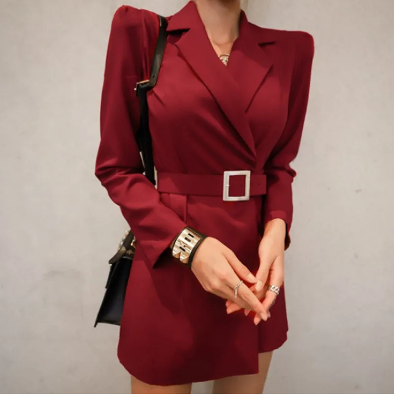 Fashion Female Blazer Spring Autumn Women's Jacket Commuting Office Women Blazer Tether Jacket Women Red Black Blazer Woman - Цвет: red  blazer
