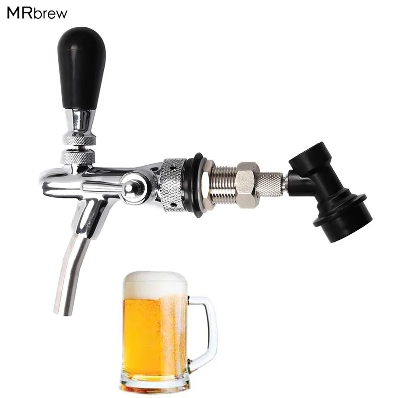 Homebrew Chrome Plated Draft Beer Faucet Tap with Ball Lock Quick Disconnect Kit 