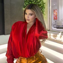 red satin blouse
