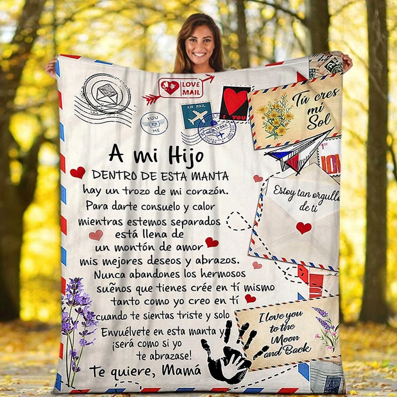 Manta de franela española para madre e hija, edredón con letras Express Love, regalos de Año Nuevo, 120x150/130x150/150x200/150x220cm