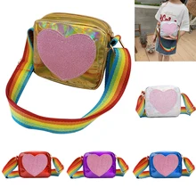 Дети Девушки Любовь сумка с сердцем Женская сумка через плечо дорожная сумка для покупок Радуга плечевой ремень сумка через плечо