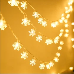10/6/3M Snowflake LED String Lights Fairy Lights Flower Color Battery Powered Garland New Year Christmas Room Decorations 2022