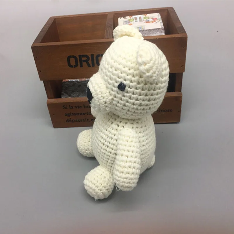 

INS Hot Selling Entirely Handmade Weaving Bear Doll Children Crochet Polar Bear Knitted to Sleep with Doll Crocheted Toy