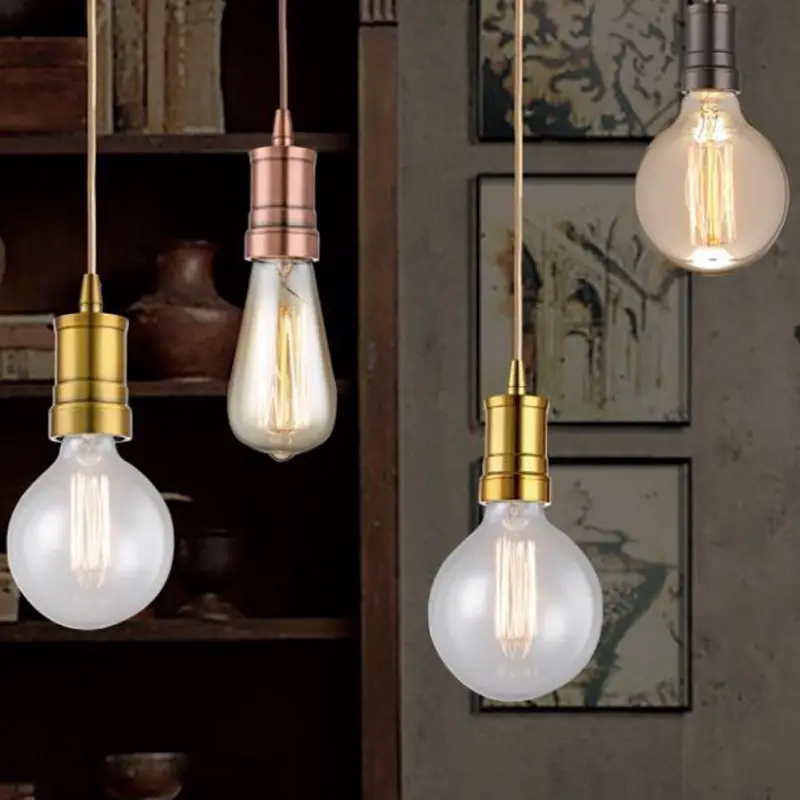 

Hot Vintage Lamp Holder E27 Screw Base Bulb Fittings Luster Lamp Holders Holder Industrial Retro Pendant Light Aluminum Lampll