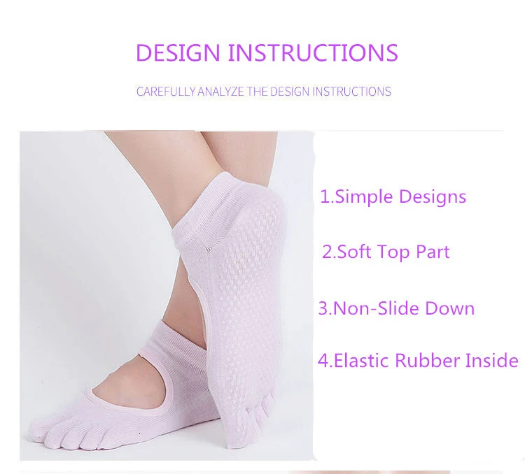 6 однотонных цветов, нескользящие носки с пятью носками и открытой спиной, летние женские короткие носки для занятий йогой и пилатесом