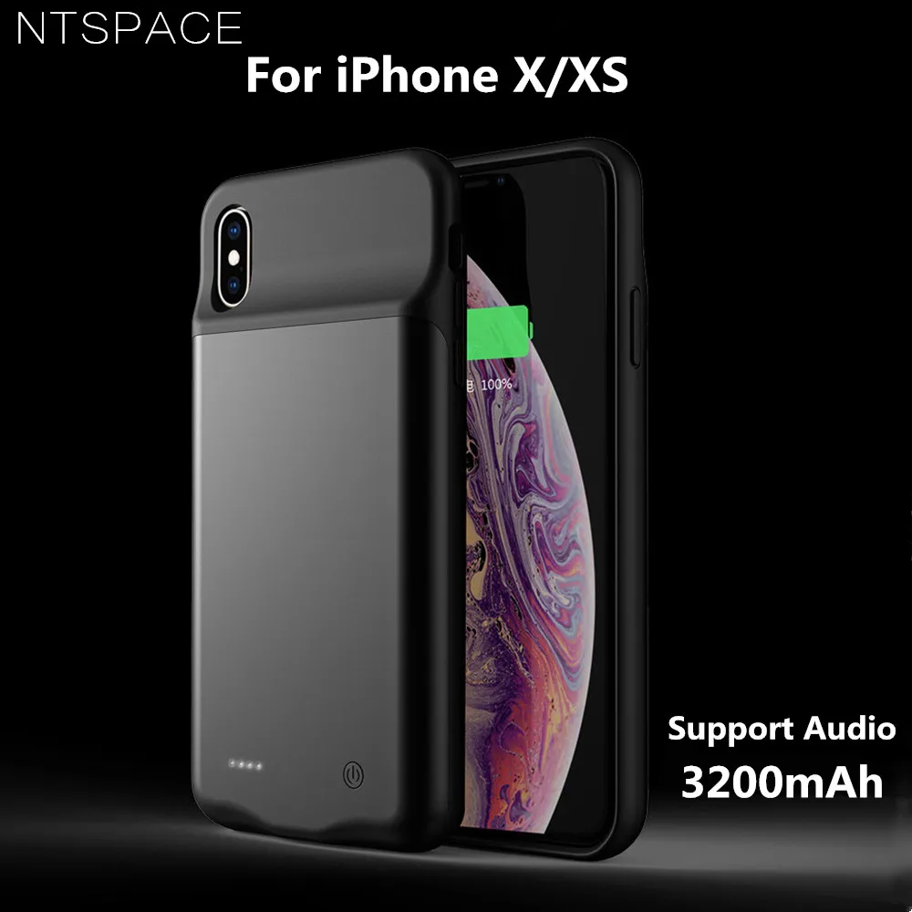 NTSPACE 3200mAh Silicone Shockproof Battery Charger Cases For iPhone X XS Battery Case Slim