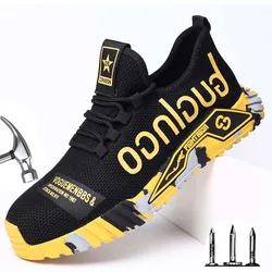 Chaussures de sécurité avec embout en acier pour homme, baskets de travail, indestructibles, anti perforation, à la mode 