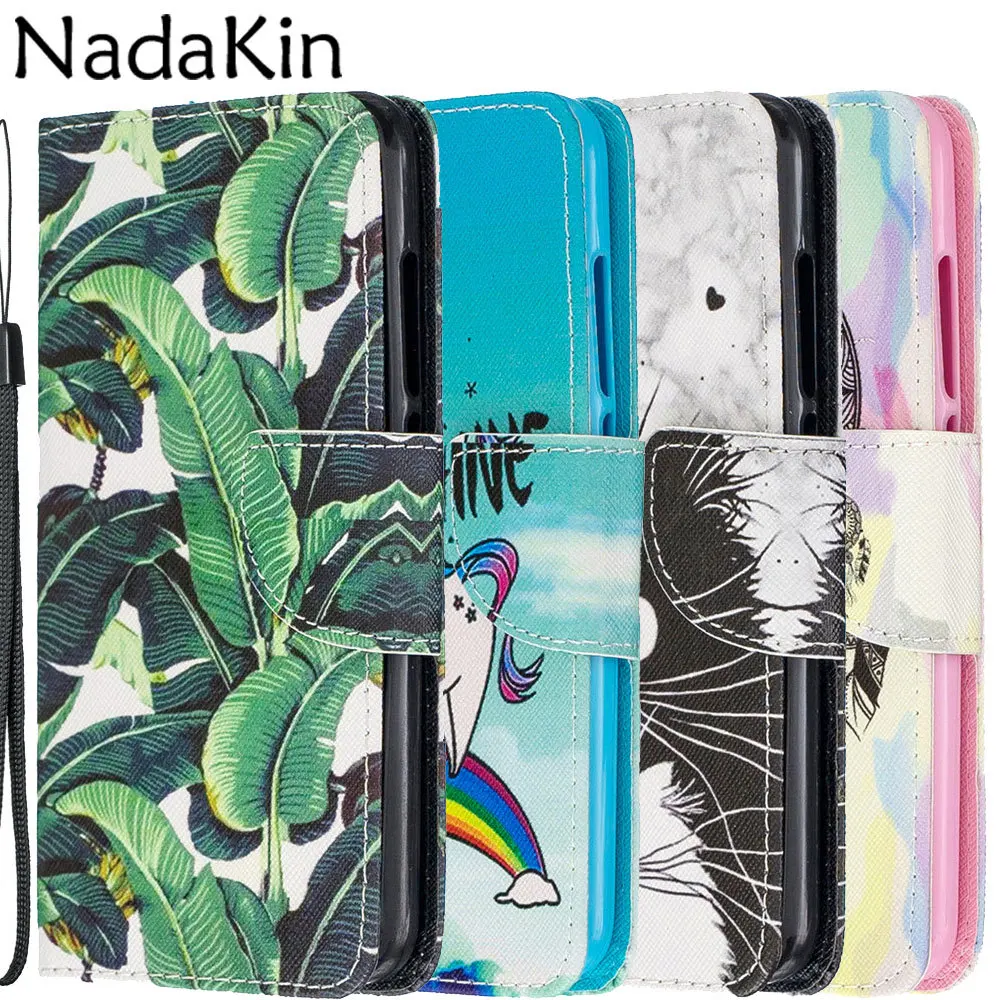 

Painted Flip Book Case Shell for Huawei Honor 20 Lite P Smart Plus Y6 Y7 P20 Lite 2019 Y5 2018 Honor View 20 8A 7A Pro 7C Cover