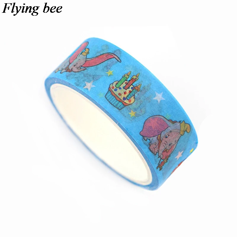 Flyingbee 15 мм X 5 м мультфильм Dumbo васи лента бумага DIY декоративная клейкая лента канцелярские милые маскирующие Ленточные принадлежности X0615