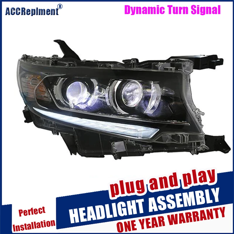 Автомобильные фары для Land Cruiser Prado, фары,,, h7, биксеноновые линзы, динамический сигнал поворота, светодиодный DRL