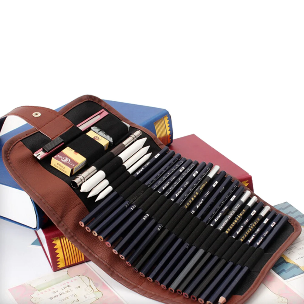24 Holes Artists Pencil Case Roll Brush Pen Pouch For Artist Students Retro Canvas Makeup Office School Bag | Канцтовары для офиса