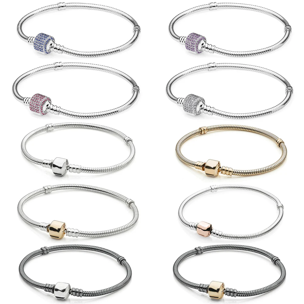 NEW 100% 925 Sterling Silver Classic head bracelet Clear CZ Charm Bead fit pendant DIY Bracelets The factory wholesale