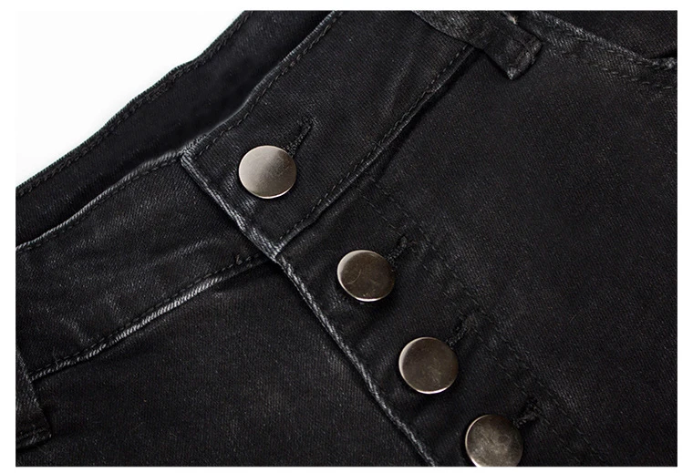 Womens Summer Black Elastic Denim Shorts Trendy Curling Single Breasted High Waist Jeans Female Wild Fasion Mini Shorts D495