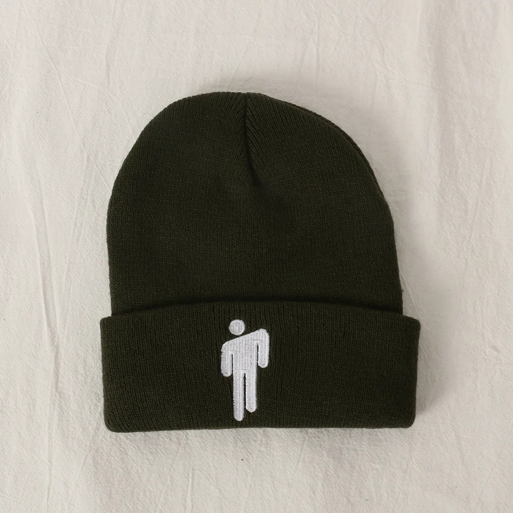 Billie Eilish Beanie Унисекс одноцветная хип-хоп шапка Skullies теплая вязаная зимняя женская шапка 23 цвета подарок Уличная Повседневная шапка - Цвет: 18