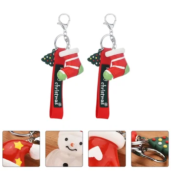

2pcs Lovely Keychain Pendants Christmas Decorative Keychain Luminous Keychain