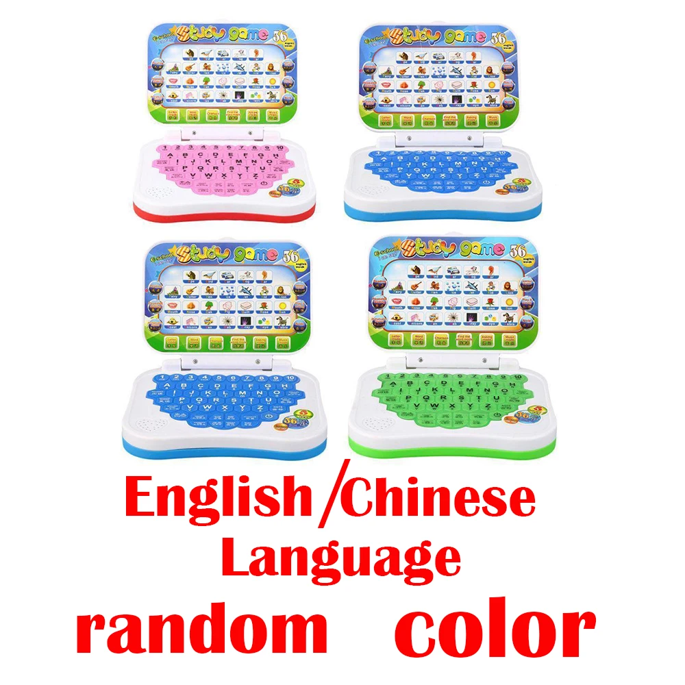Chinese English Планшет детский детский ноутбук игрушечный автомат детский компьютер на русском Мини-обучающая машина на русском языке, детский игрушечный ноутбук, обучающий развивающий компьютер, игрушки обучающая машина, игрушка - Цвет: Chinese English