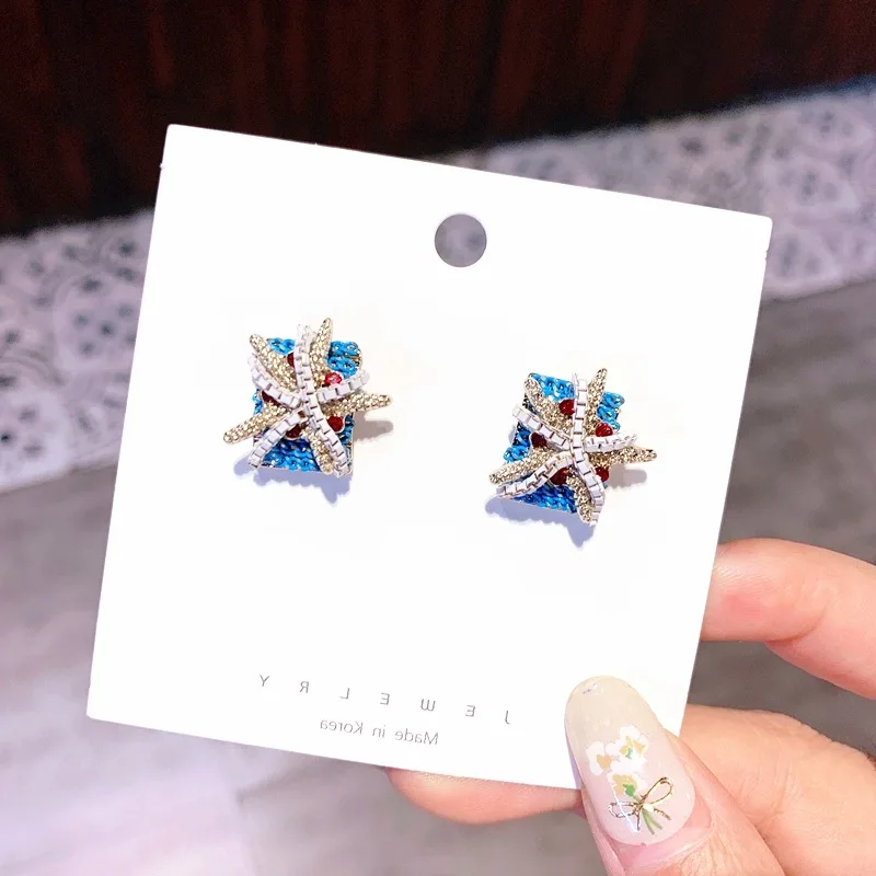 

Korea Vintage Delicate Small Starfish Stud Earrings For Women Fashion Jewelry Elegant boucle d'oreille femme 2019