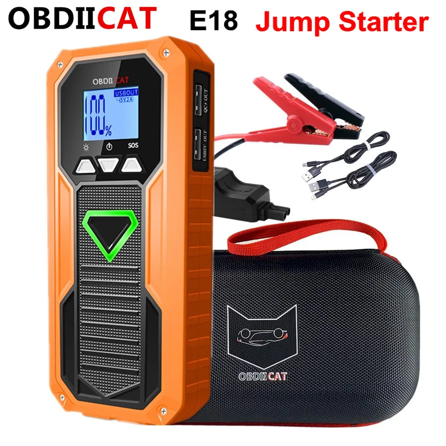  OBDIICAT E18 Car Jump Starter Mini Portable Power Bank Battery Real 12000mah Car Starter Auto Buste