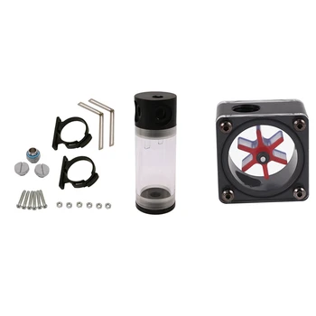 

1 Set Cylinder Reservoir Water Tank G1/4 50Mm X 140Mm & 1 Pcs Water Flow Meter Current Meter Indicator Water Cooler