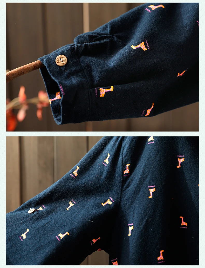 2020 New Spring Shirt Literary Cotton and linen Long Pullover Shirt Women Loose Casual Print Long Sleeve Blouse Tops 4