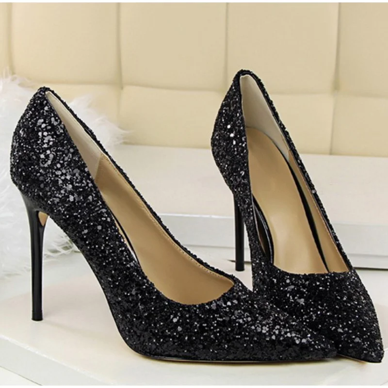 Новинка; женские туфли-лодочки на тонком высоком каблуке; пикантные Блестящие модные женские туфли с острым носком; свадебные туфли; стразы; женские туфли с закрытым носком