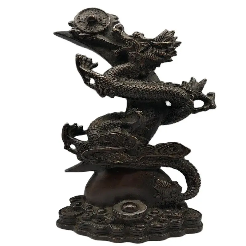 

China Old Copper Statue Dragon Transport Fengshui Decoration Of Town House