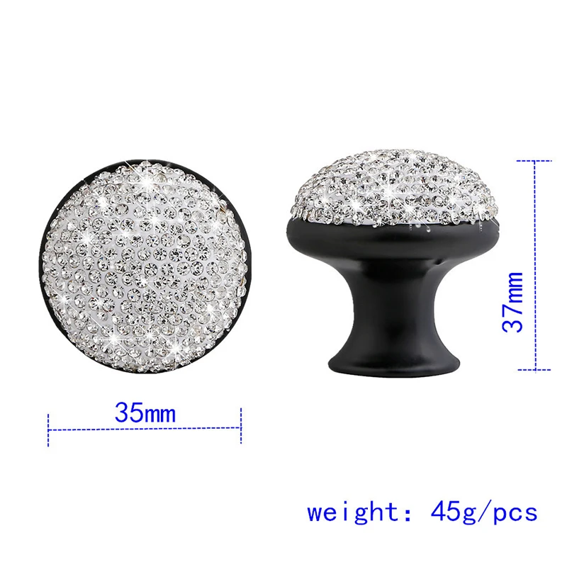 2 шт. 35 мм ручки для шкафа в форме гриба цветные хрустальные стразы выдвижные